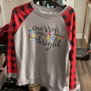 Merry and Bright Kids Pajamas - Red and Gray